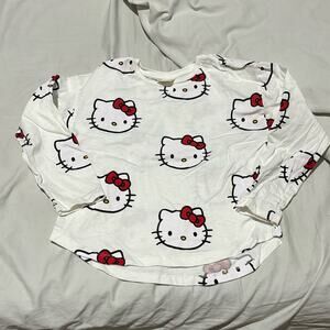 Zara Hello Kitty collab 6 long sleeve white t with repeating faces euc